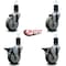 Service Caster 4'' Gray Poly Wheel Swivel 1-5/8'' Expanding Stem Caster Set 2 Brakes, 4PK SCC-EX20S414-PPUB-2-PLB-2-158 - alternate 5